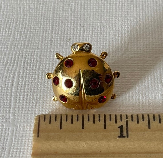 Rhinestone lady bug pin, gold lady bug pin, ladyb… - image 5