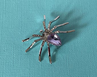 Purple rhinestone spider pin, spider, purple spider brooch, aurora borealis rhinestone spider pin, purple rhinestone spider, spider jewelry