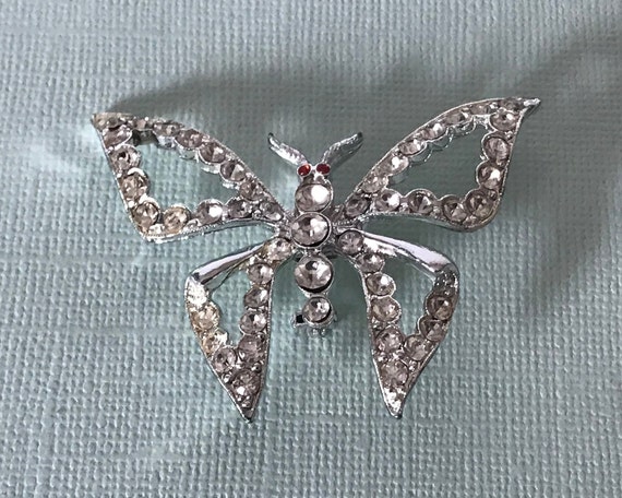 Vintage rhinestone butterfly pin, butterfly brooc… - image 8