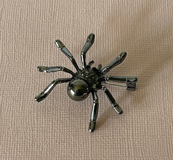 Black rhinestone spider pin, Halloween spider pin… - image 3