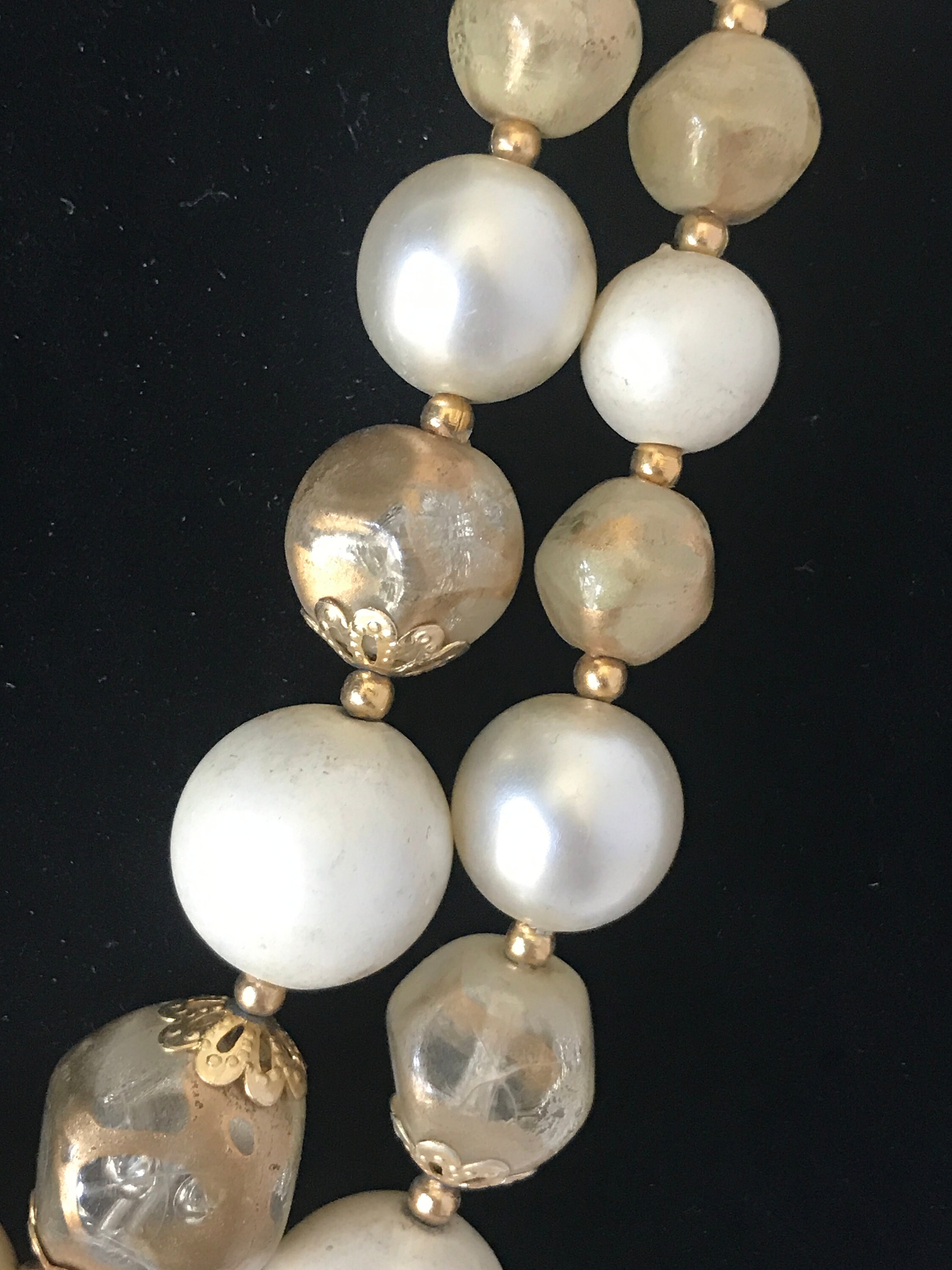 Collier Multi-rangs Perles Blanches Vintage - Bijou Fantaisie, Occasion