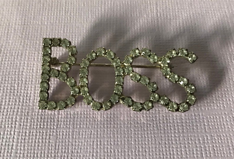 Vintage rhinestone boss brooch silver boss boss pin Vintage boss pin supervisor pin gifts for Boss/' day manager pin Boss/' Day gifts