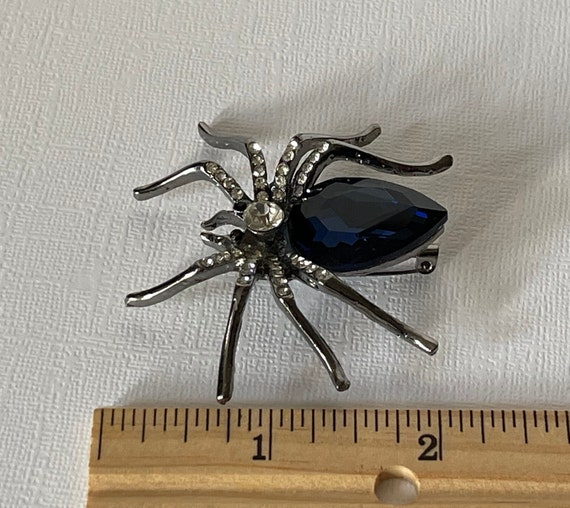 Rhinestone spider brooch, blue spider brooch, wed… - image 5
