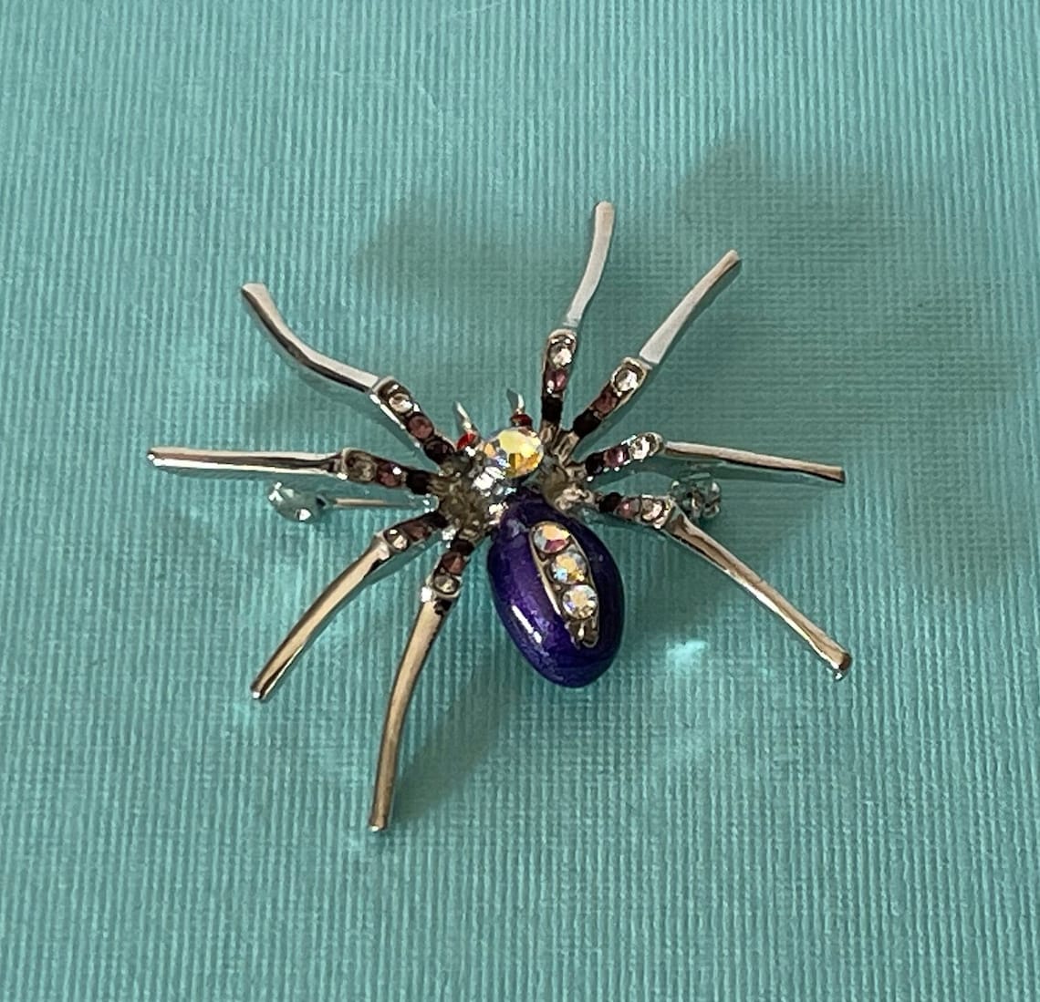 Rhinestone Spider Pin, Purple Spider Pin, Silver Spider Pin, Spider ...