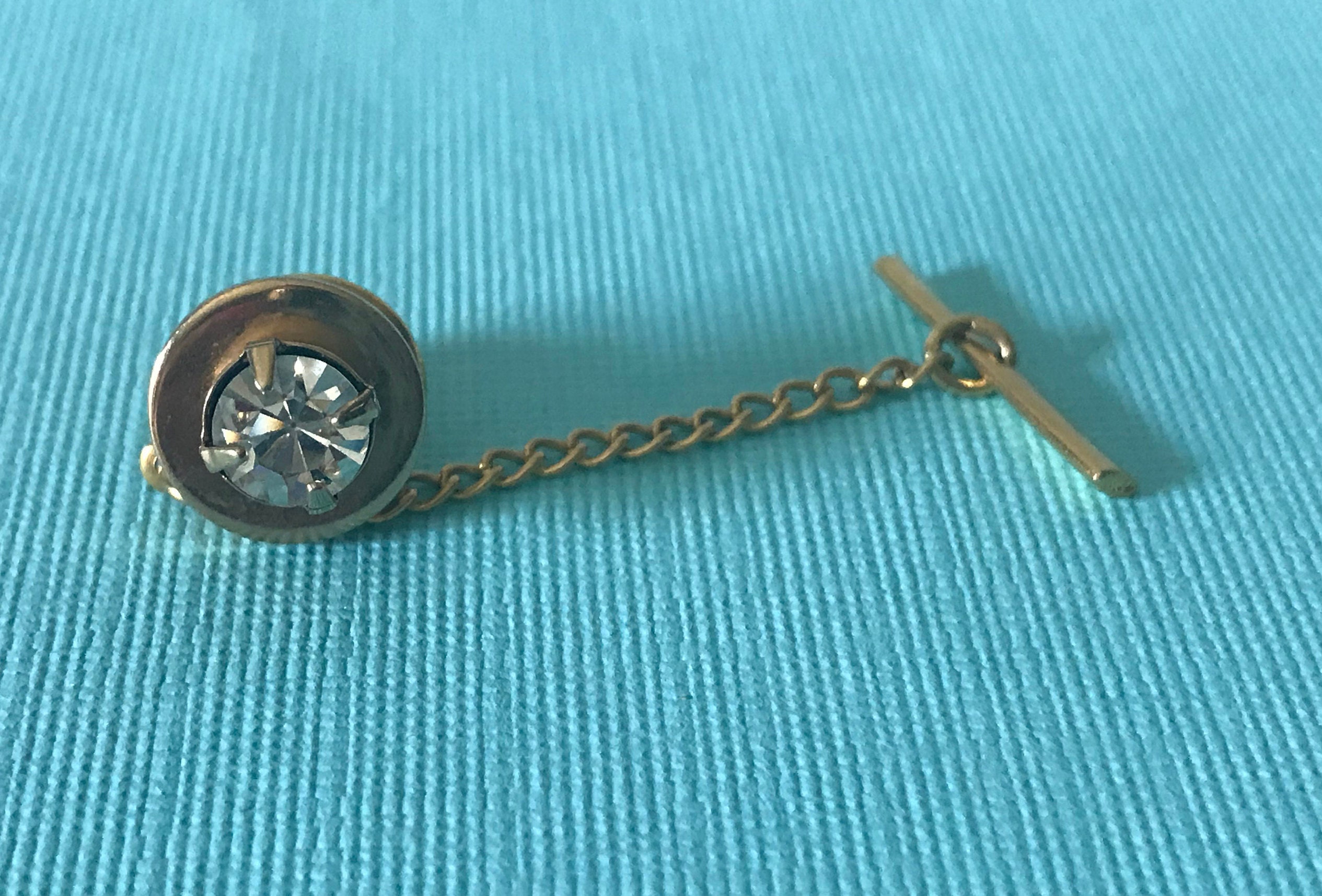 Vintage rhinestone tie tack faux diamond tie tack gold tie | Etsy