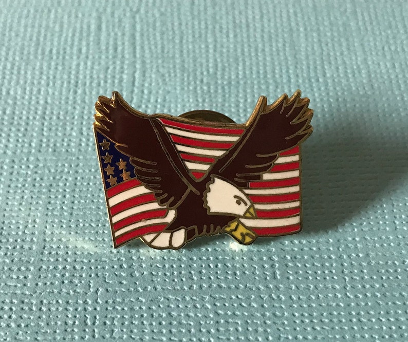 biker pin patriotic jewelry patriotic brooch eagle lapel pin American eagle pin tie tack USA MAGA Vintage American flag lapel pin