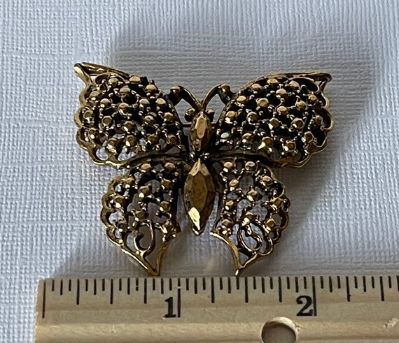 Vintage gold butterfly brooch vintage gold butter… - image 5