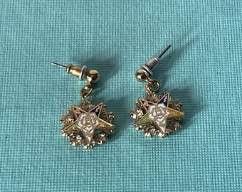 Vintage Orden der östlichen Sterne Ohrringe, Strass OES Ohrringe, OES Strass Ohrringe, Easter Star Schmuck, Freimaurer Ohrringe, OES