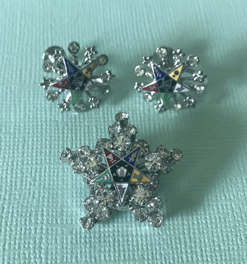Order of the Eastern Star Jewelry Set Eastern Star Earrings Etsy