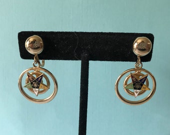 VIntage Orden der Oststerne baumeln Ohrringe, OES Ohrhänger, RARE Ohrringe, Masonic OES Ohrringe, Freimaurer Schmuck