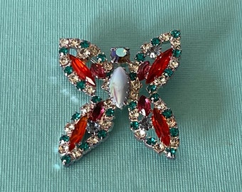 Vintage high end rhinestone butterfly pin, butterfly brooch, rhinestone butterfly pin, insect pin, butterflies, butterfly jewelry, pins
