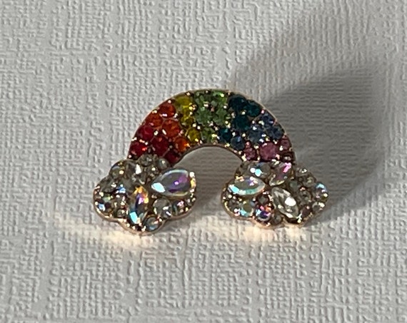 Rhinestone rainbow brooch, rainbow jewelry, rainb… - image 5