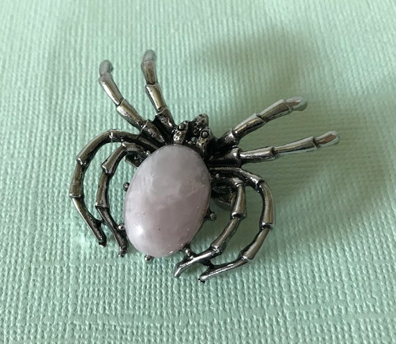 Rose quartz spider brooch, spider pin, Halloween … - image 4