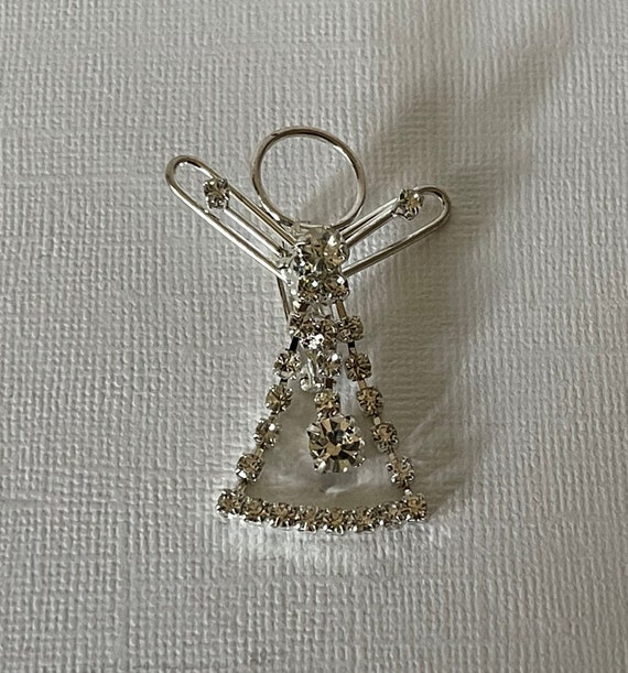 Vintage rhinestone angel pin, angel pin, angel br… - image 4