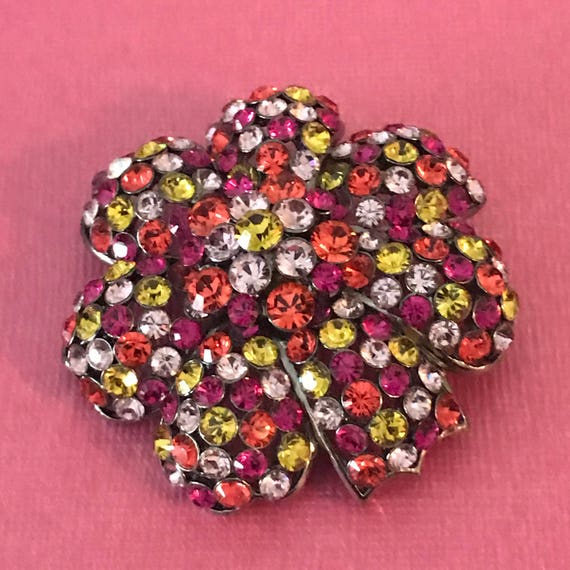 Signed Joan Rivers Gardenia Flower Brooch, Multi-C