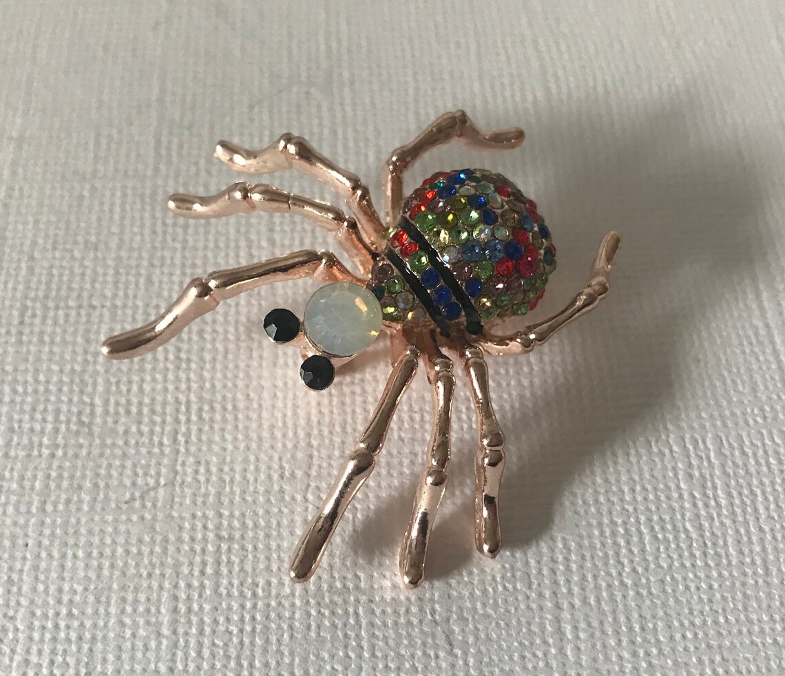 Rhinestone Spider Pin Halloween Spider Pin Spider Pin Etsy