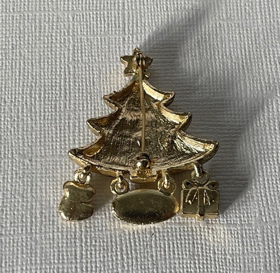 Vintage Christmas tree brooch, gold Christmas tre… - image 6
