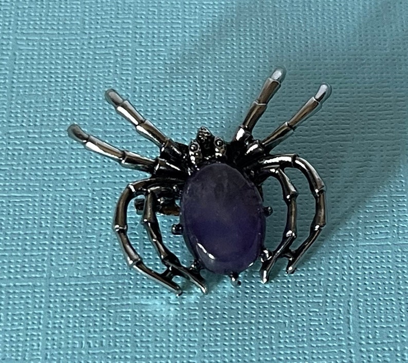 Amethyst spider brooch, tarantula brooch, wedding spider, spider jewelry, purple spider pin, lucky spider, tarantula pin, amethyst spider image 1