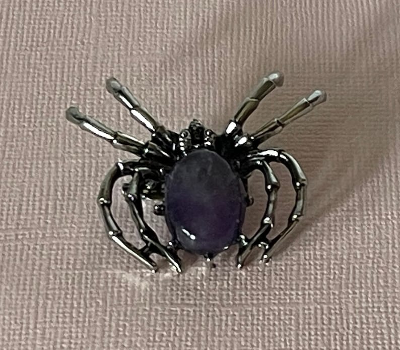 Amethyst spider brooch, tarantula brooch, wedding spider, spider jewelry, purple spider pin, lucky spider, tarantula pin, amethyst spider image 6