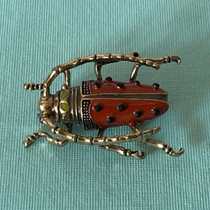Skarabäus, Strasskäfer, Käfer, orange Käfer, Käfer, Strasskäfer, orange und gold, Pakkabe, Käfer Brosche