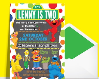 Sesame Street Personalised Digital Birthday Invitation Photo Matching Printables Chocolate Wrapper Sign Elmo Cookie Monster