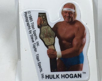 Hulk Hogan with Title Belt Titan Sports Vending Puffy Sticker WWE WWF Wrestling 1985