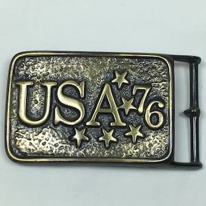 Mens Vintage USA Bicentennial Belt Buckle United States of America Stars 76