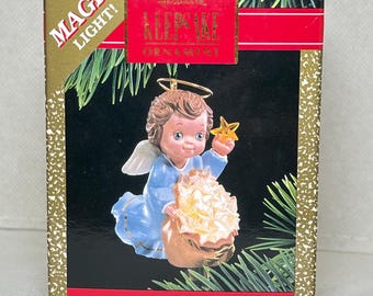 Décoration de Noël Hallmark Keepsake 1990 STARLIGHT ANGEL Magic Light A1