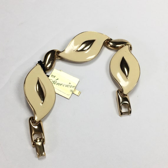 Vintage Tagged Genevieve Link Bracelet 70s Gold T… - image 1