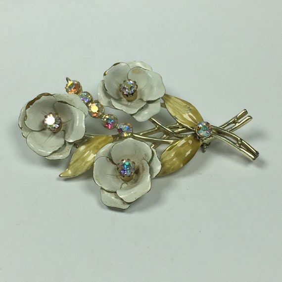 Vintage 1960s Signed Coro Ab Rhinestone Enameled … - image 3