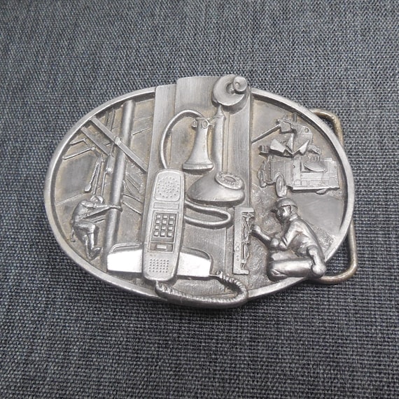 Siskiyou Belt Buckle Pewter Telephone Lineman Work