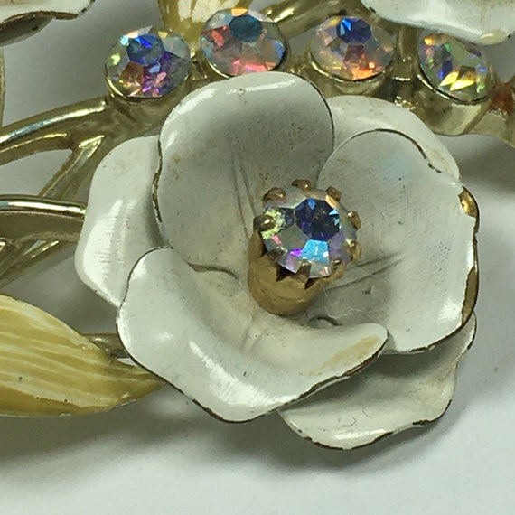 Vintage 1960s Signed Coro Ab Rhinestone Enameled … - image 7