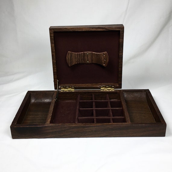 Vintage Men's Dresser Valet Jewelry Box Storage L… - image 2