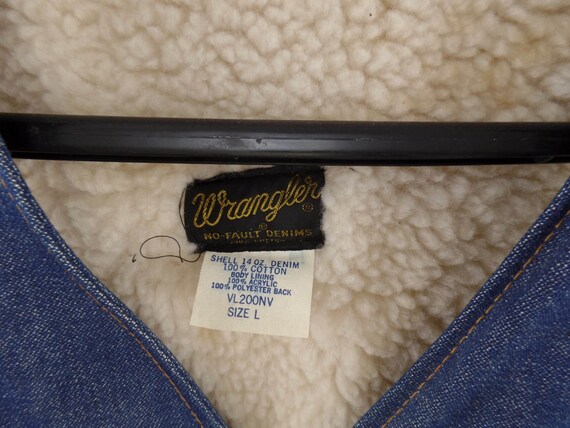 Vintage Wrangler Sherpa Lined Denim Vest, 70s Wes… - image 3