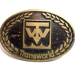 Transworld Solid Brass Belt Buckle Black Enamel Dyna Buckle Provo Utah