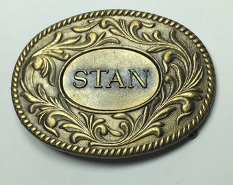 Name STAN Spell Out Belt Buckle The Kinney Co. 1977 Vintage