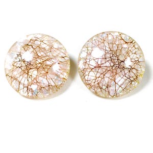 Confetti Lucite Clip on Button Earrings Vintage 1.1&quot;