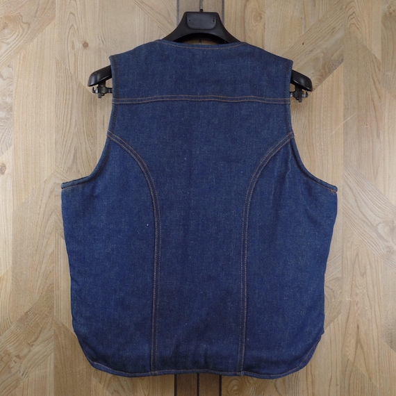 Vintage Wrangler Sherpa Lined Denim Vest, 70s Wes… - image 4