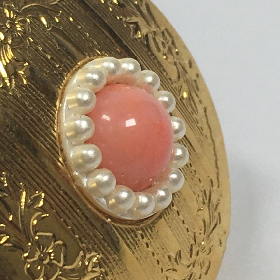 Vintage Avon Coral Lucite Faux Pearl Locket - image 7