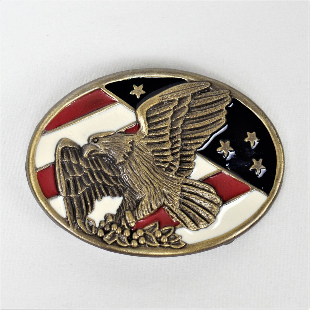 Buy Mens Eagle Belt Buckle Patriotic USA Red White Blue Enamel Stars and  Stripes Oval Online in India