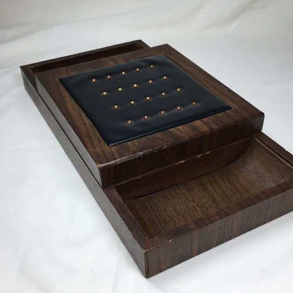 Vintage Men's Dresser Valet Jewelry Box Storage L… - image 10