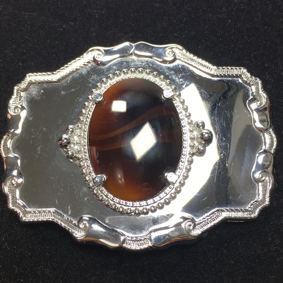 Vintage Sterling Silver and Tigers Eye Belt Buckle Accessories | Vintage Sterling Silver And Tigers Eye Belt  main image 4