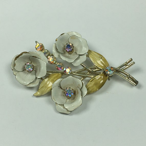 Vintage 1960s Signed Coro Ab Rhinestone Enameled … - image 2