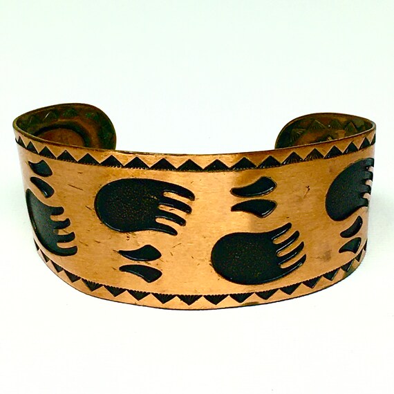 Solid Copper Bear Claw Design Cuff Bracelet Bell … - image 1
