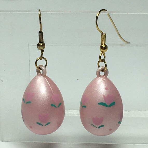 Vintage 80's/90's Pastel Easter Egg Dangle Earrin… - image 1