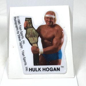 Hulk Hogan with Title Belt Titan Sports Vending Puffy Sticker WWE WWF Wrestling 1985
