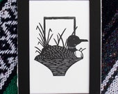 Loon New Hampshire Animal Nature themed Relief Printmaking Wall Art Gift