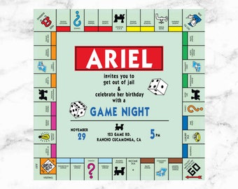 GAME NIGHT/ Board Game/ Birthday/ Invitation/ Monopoly/ Dice/ Game/ Teen