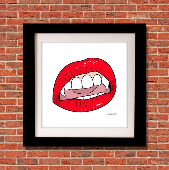 Vampire Lips Print Halloween Print Living Room Decor Home Decor Home And Living Digital Download Instant Download Printable Art
