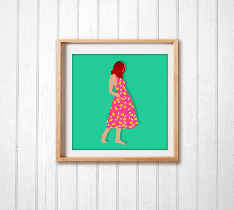Magenta dress, Fashion Print, Art Print, Printable art, Wall art, Home decor, Wall decor, Digital art, Digital download, Instant download